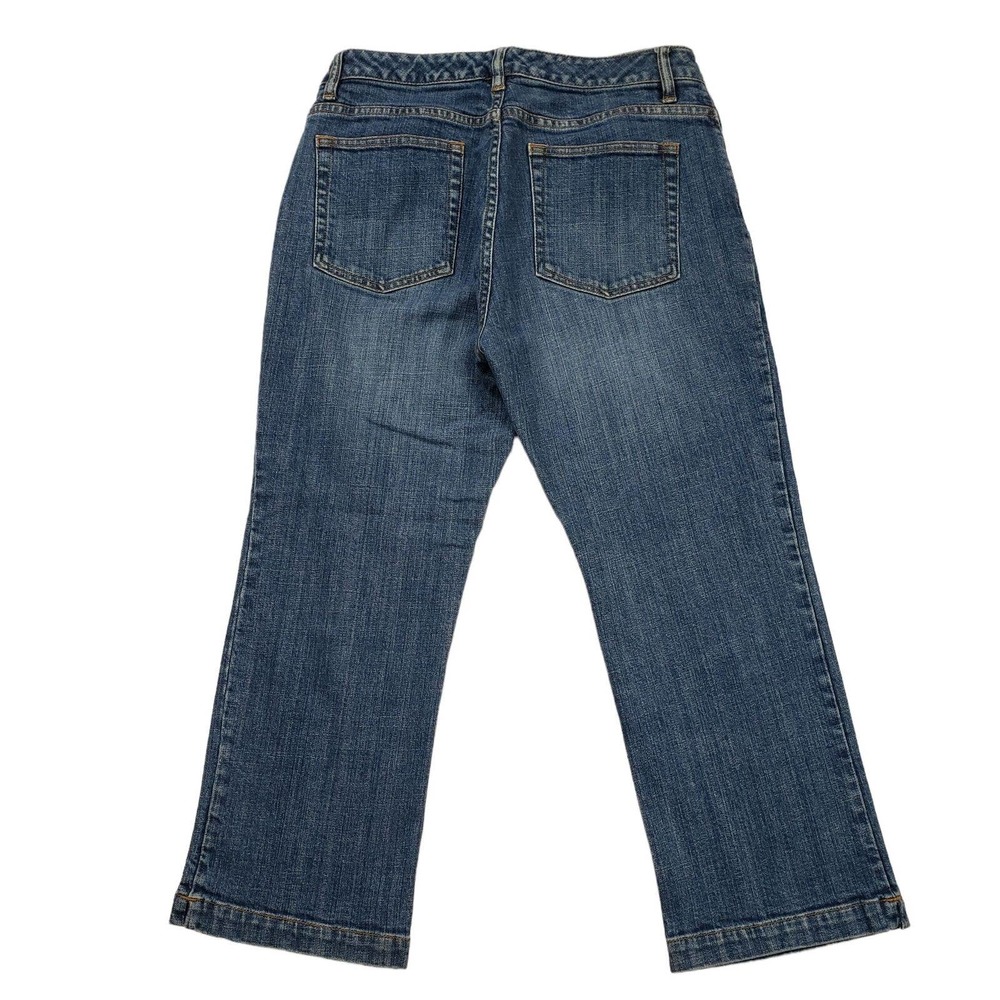 Vtg Gap Boot Cut Capris Jeans 10 Womens Blue Stretch Y2K - Picture 2 of 10